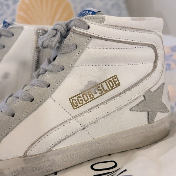 GOLDEN GOOSE Women's Slide with ice-gray suede star and white flash - Picture 7 of 7